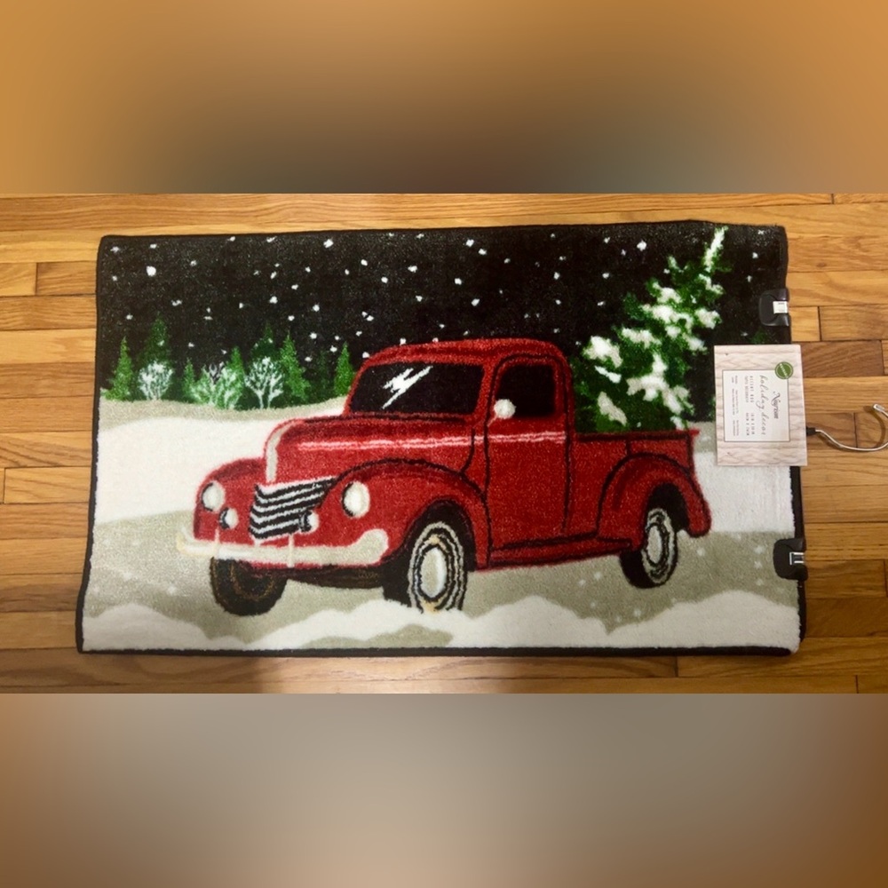 Holiday Red Truck Door Mat